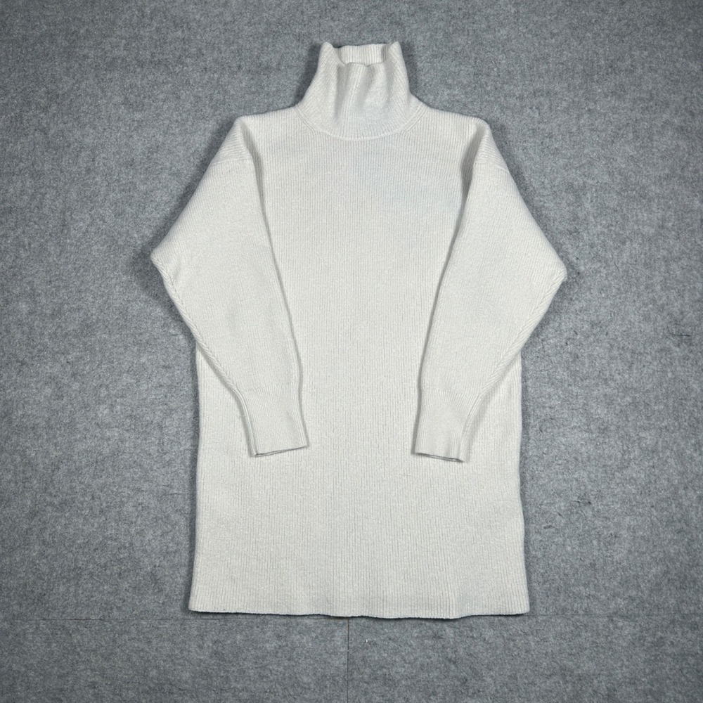 Babaton Sweater Womens Small White Turtleneck Merino Wool Knit Minimalist Chic